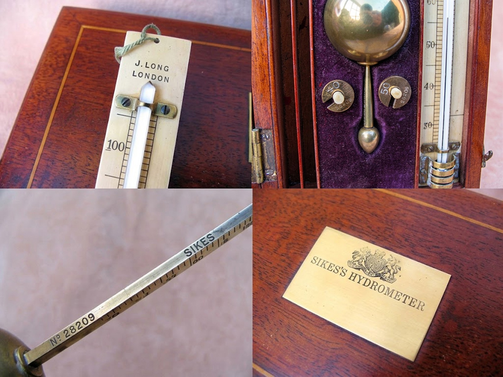 19th century Sikes Hydrometer set